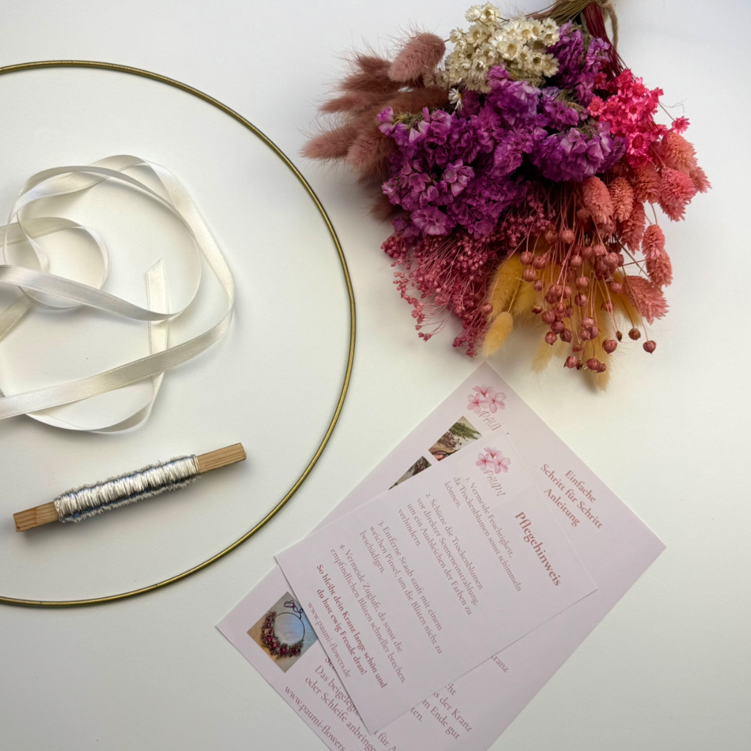 DIY Trockenblumenkranz &quot;Blütentraum in Pink&quot;