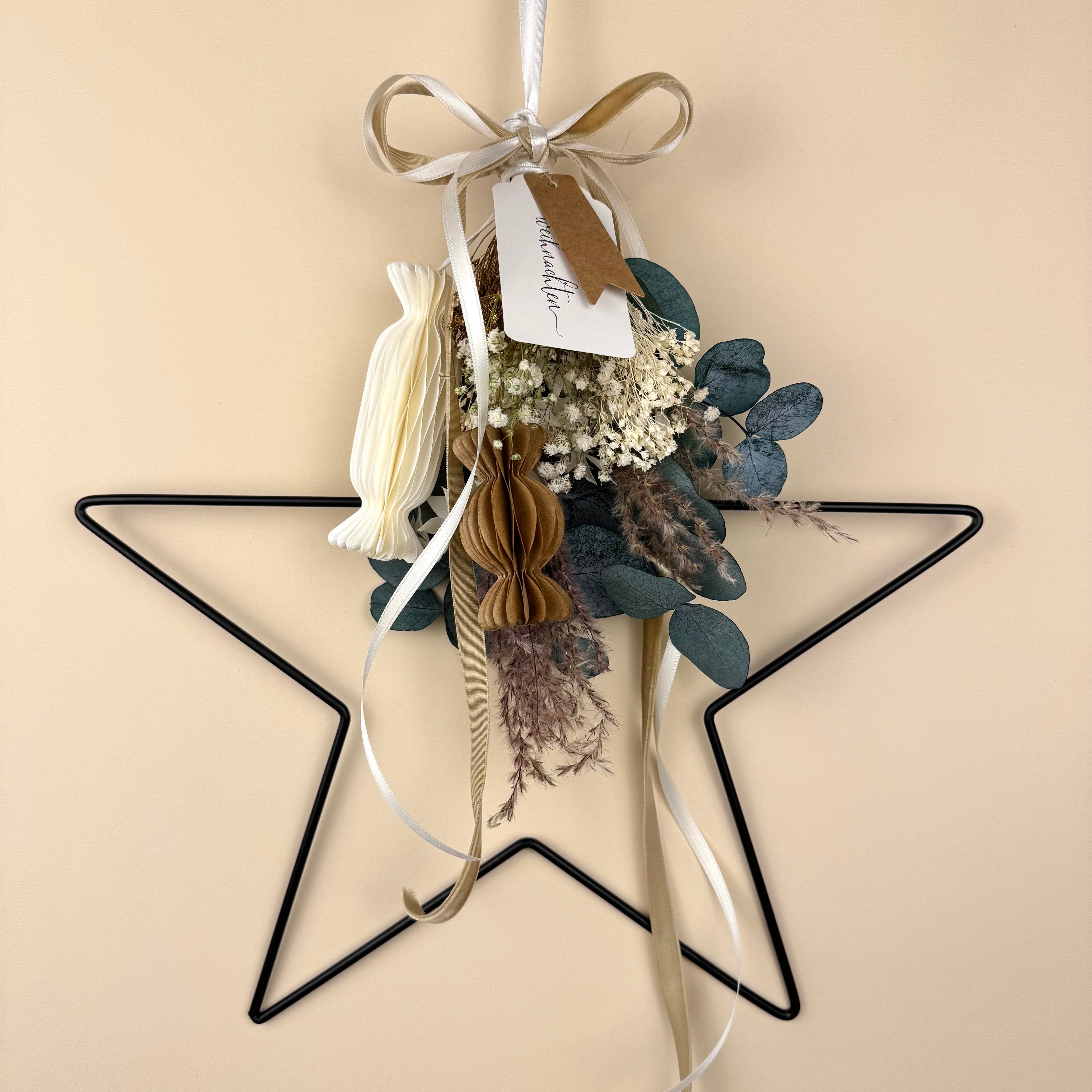 Dekostern mit Trockenblumen
Metallstern Weihnachten